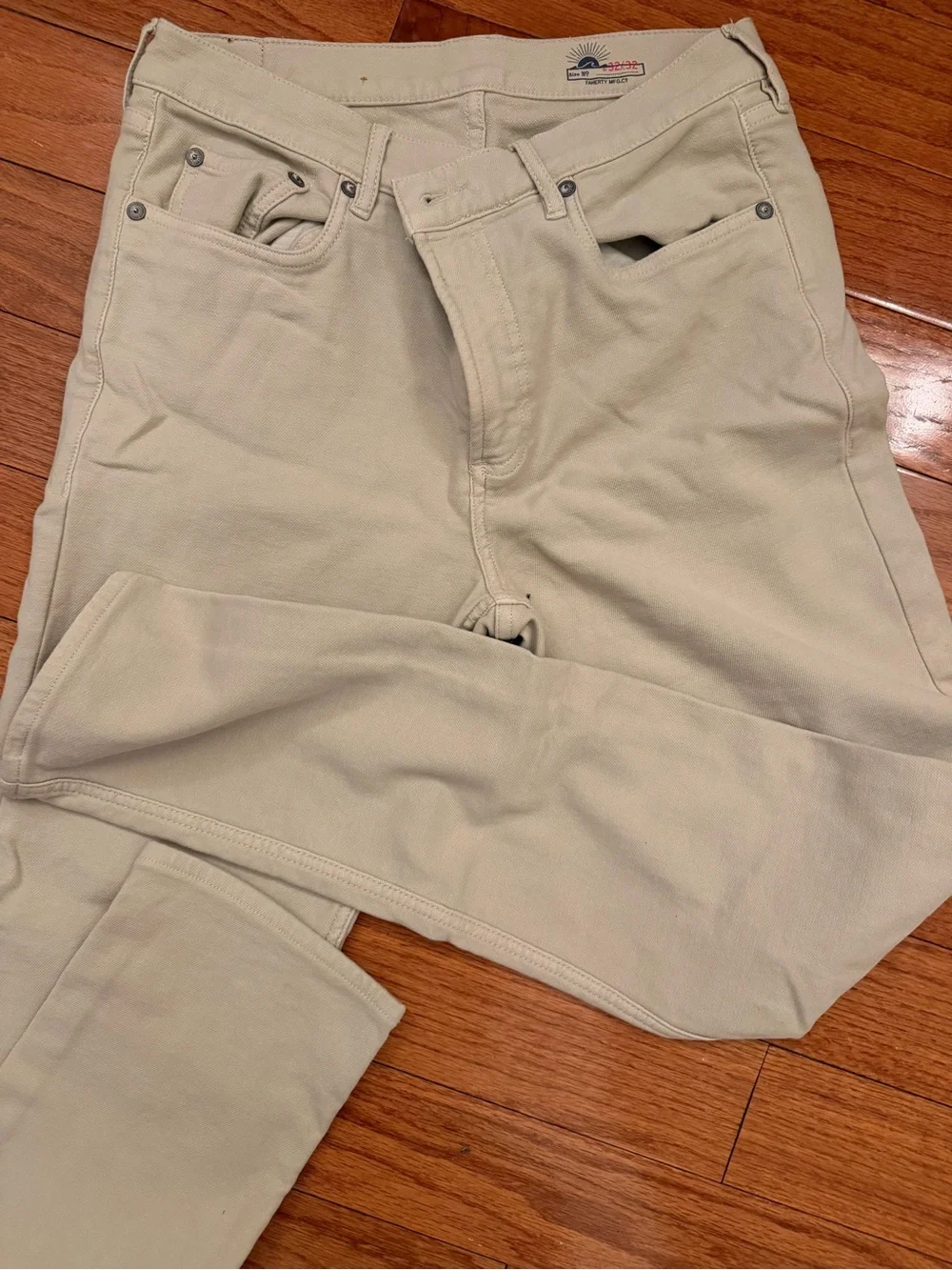 Faherty Men's Slim Straight Canvas Pants in Light Beige